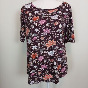 Loft Top Women Medium Floral Boho Casual Relaxed Fit Romantic Feminine Whimsical